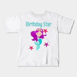 Mermaid Birthday Party Gifts Mermaid Party Favors Starfish Ocean Beach Pool Party Decor Kids T-Shirt